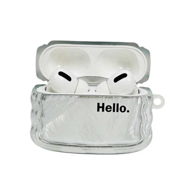 Sopi Compatibility With Apple AirPods 4/2/3/4th Generation/AirPods Pro/Pro 2 TPU Camlet Hello Pendant Headphone Cases-7