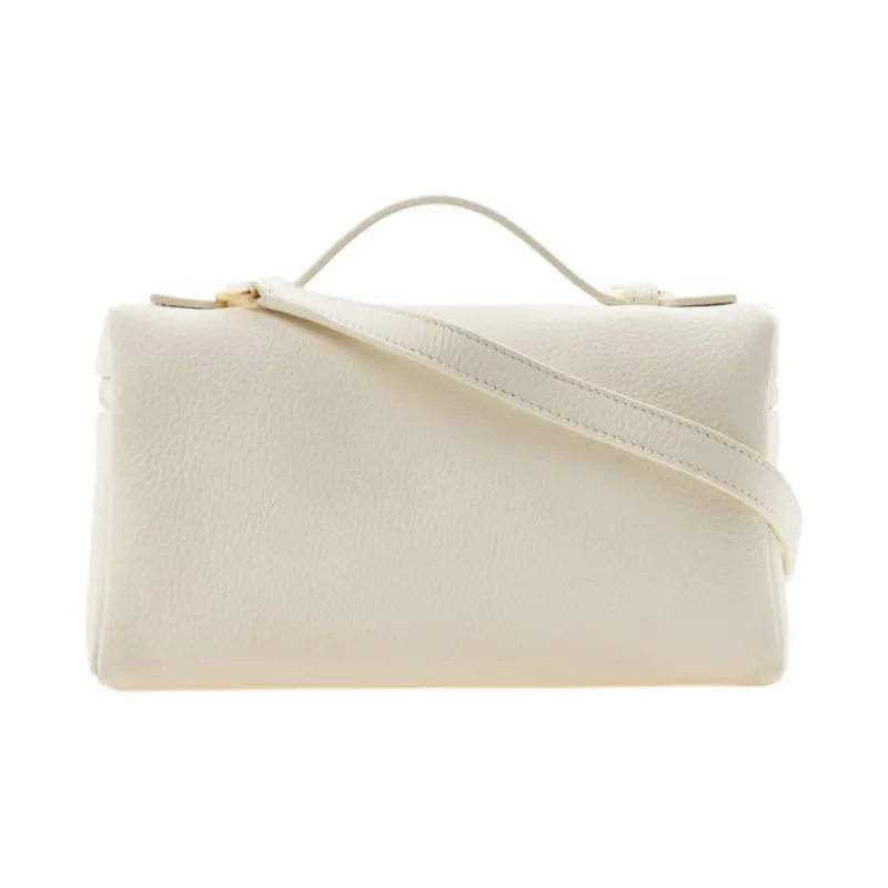 Loro Piana Leather Makeup Bag, Shoulder Bag, Crossbody Bag, Handbag Women's White-2