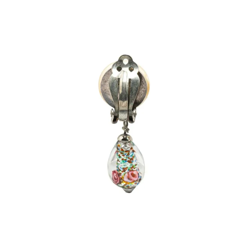 CHANEL 1980 1990 Faux Pearl Cc Drop Clip On Costume Earrings-2