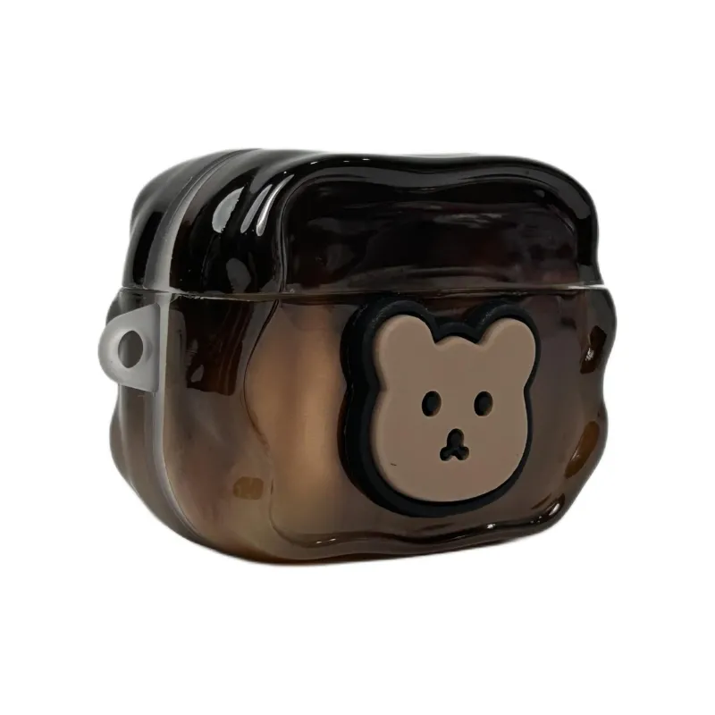 Sopi Compatibility With Apple AirPods 4/2/3/4th Generation/AirPods Pro/Pro 2 TPU Brown Bear Patch Headphone Cases-3
