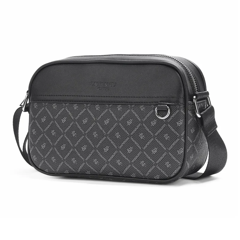 Old Man's Head PVC Shoulder Bag Crossbody Bag Small Size Unisex Black-1
