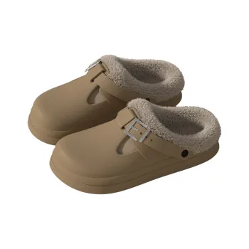 Yalu Fall And Winter Slippers Platform Plush Buckle Dormitory Indoor Couple Warm Cotton Slippers