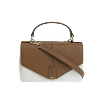 Furla Leather Handbag, Shoulder Bag, Crossbody Bag Women's Cognac Brandy & Talc