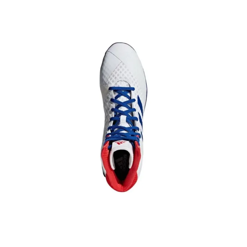 Adidas Anti Slip Wear Resistant High Top Training Shoes Men's White Blue Red-1