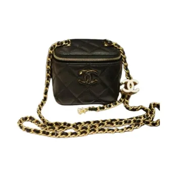 CHANEL Lambskin Box Bag Shoulder Bag Crossbody Bag Women's Black