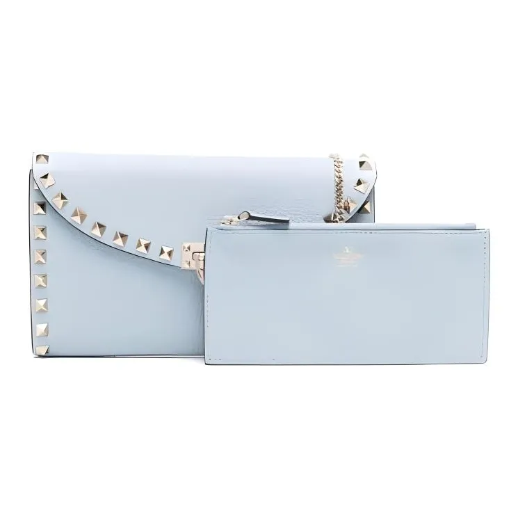 Valentino ROCKSTUD Calfskin Crossbody Bag Shoulder Bag Women's Sky Blue-1