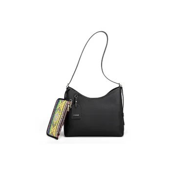 COOGI Cow Leather Crossbody Bag Shoulder Bag Large Size Women's Black/Gray