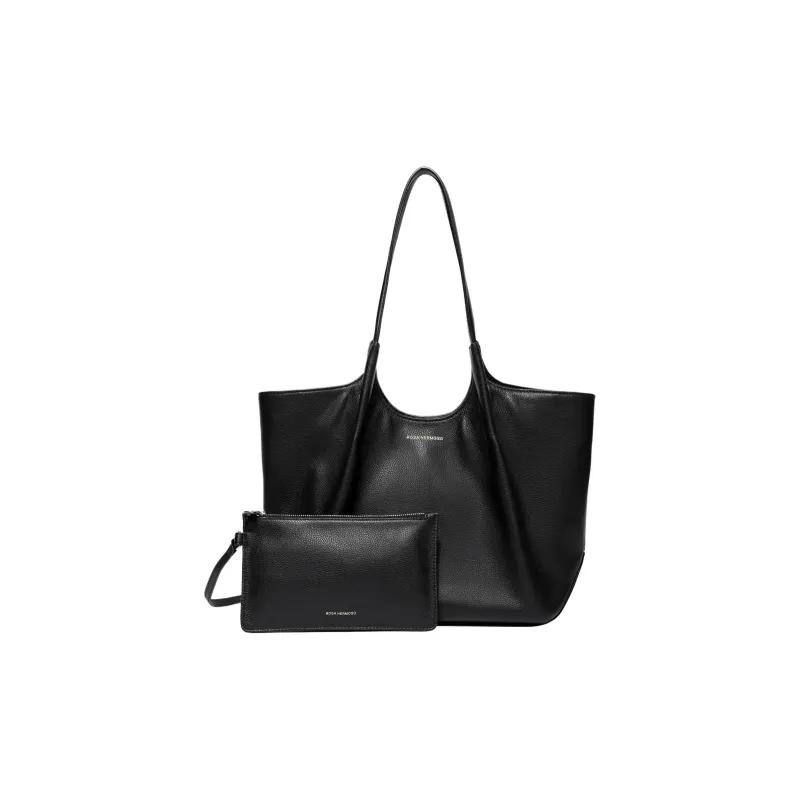 ROSA HERMOSO Grained Cow Leather Basket Bag Tote Bucket Bag One Shoulder Handbag Regular Women's Black-2