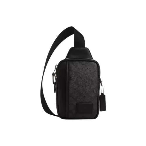 COACH Edge Coated Canvas Sling Bag, Shoulder Bag, Crossbody Bag Mini Men's Black