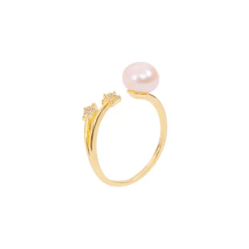 ZHENZHUAOMI Freshwater Pearl Rings Women's Gold