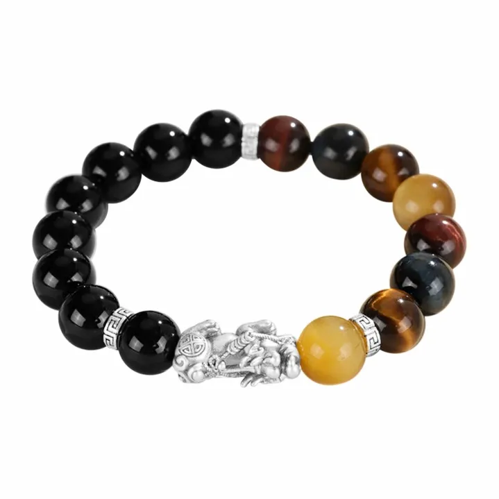 Muyan Agate Chinese Auspicious Animal Beaded Bracelet Unisex-3