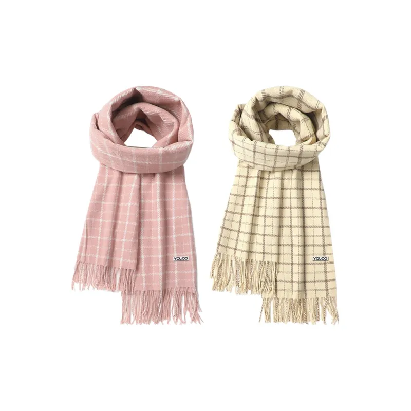 Yalu Polyester Knit Scarves Unisex Black/Ecru/Light Pink/Dark Gray-8