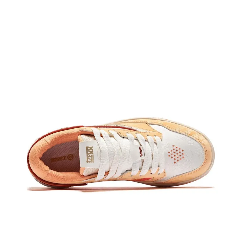 Erke No. 3 Single Anti Slip Wear Resistant Low Top Skateboard Shoes Women's Microcrystal White Cinnamon Orange-3