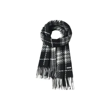 CARTELO Faux Cashmere, Polyester Knit Scarves Unisex Black Gray/Gray Beige
