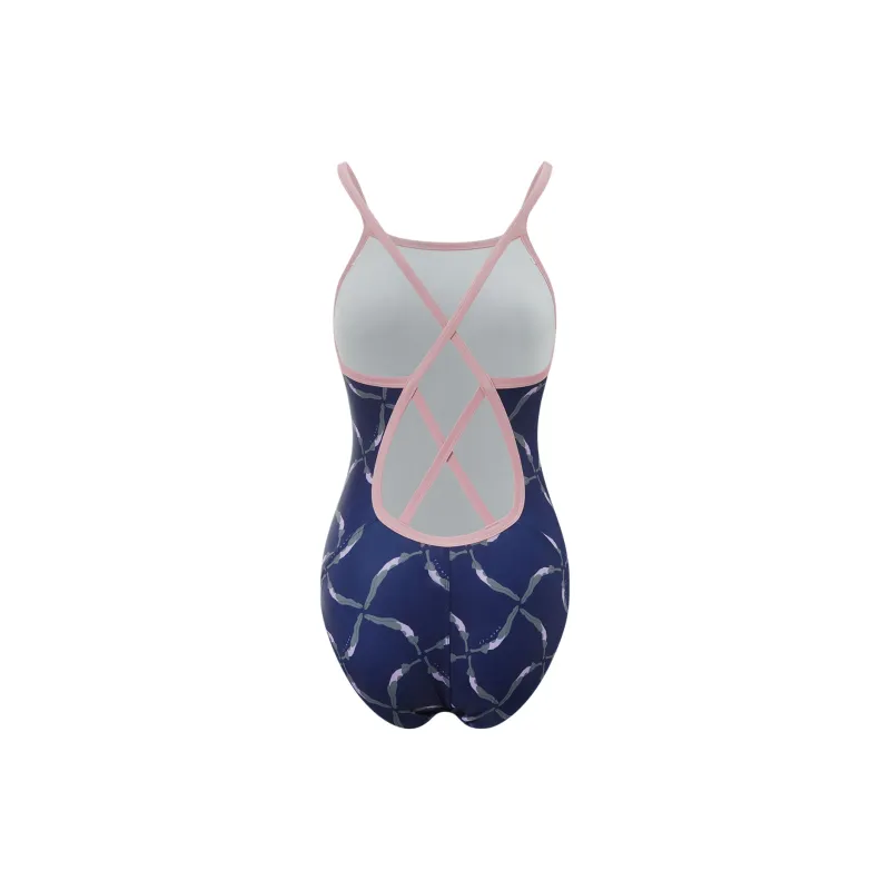 LiNing Swimming Series One piece Swimsuit Women's Image Blue-1