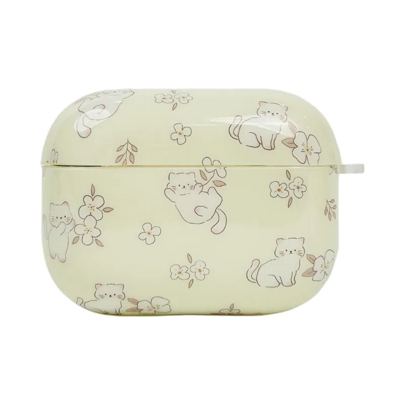 Sopi Compatibility With Apple AirPods 4/2/3/4th Generation/AirPods Pro/Pro 2 TPU Floral Cat Pendant Headphone Cases-4