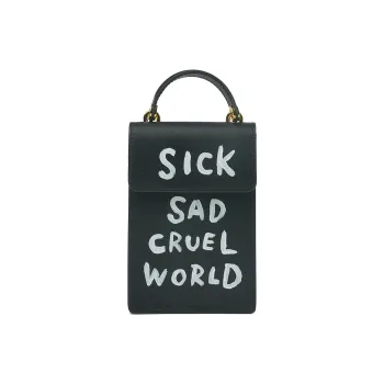 SHINICHIROINUI Cow Leather Crossbody Bag Cell Phone Pouch One Shoulder Handbag Small Size Women's Black