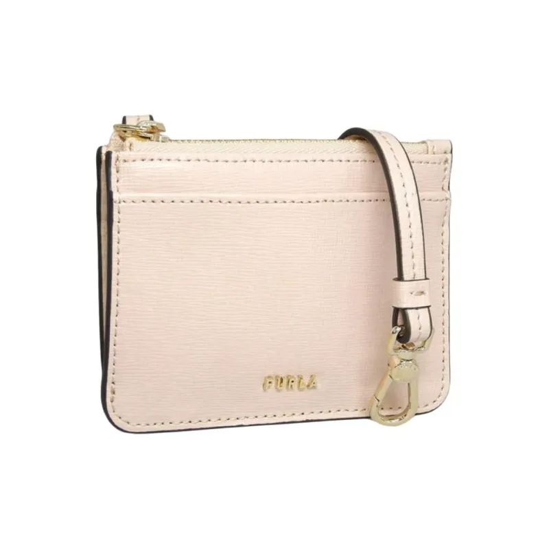 Furla Babylon Leather Card Holder Small Size Women's Beige-1