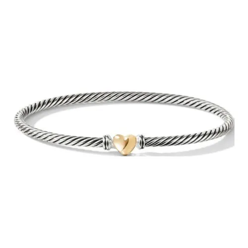 David Yurman 18K Rose Gold And Sterling Silver Cable Collectibles Heart Bracelet 3mm