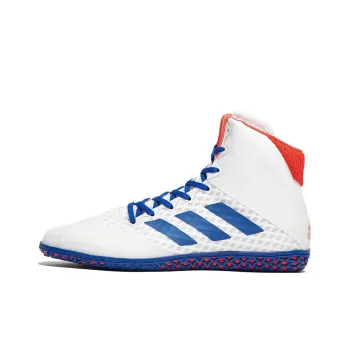 Adidas Anti Slip Wear Resistant High Top Training Shoes Men's White Blue Red
