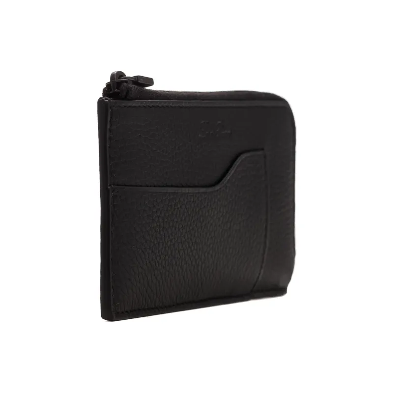 Loro Piana Leather Card Holder Men's Black-1