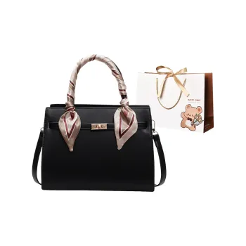 ERANGBEAR PU Portable One Shoulder Crossbody Tote Women's Black/Red
