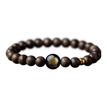 FANGYUANXIAOFU Fragrance Enhancer, Agarwood Single Wrap Beaded Bracelet, Double Loop Prayer Bead Bracelet Unisex