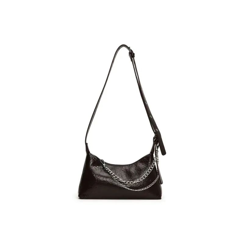 RKM PU Shoulder Bag Small Size Women's Black Coffee Brown-6