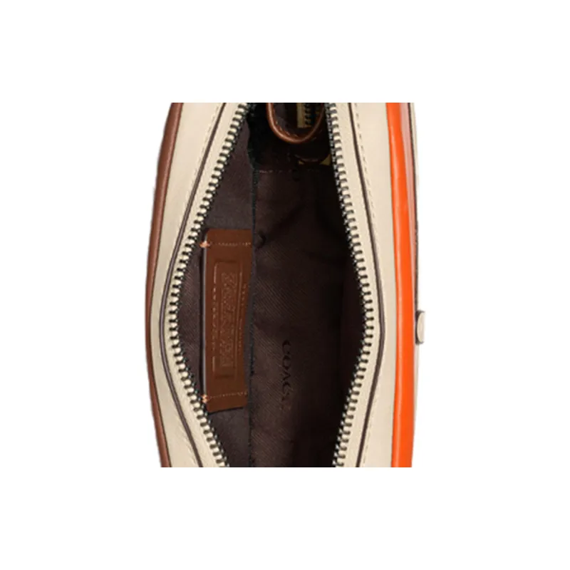 COACH Charter Leather Crossbody Bag Sling Bag Fanny Pack Small Size Men's Ecru & Orange-3