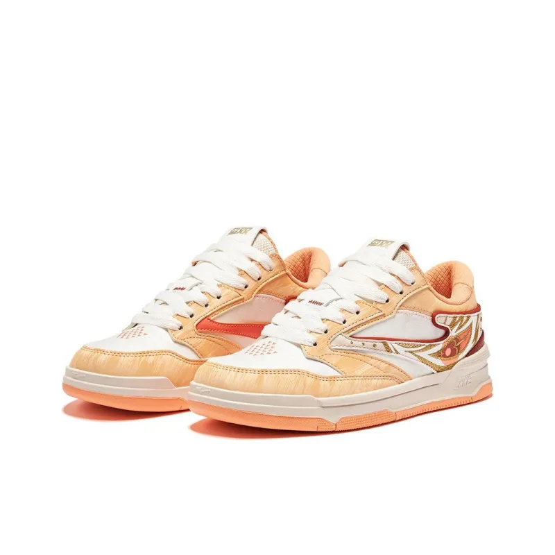 Erke No. 3 Single Anti Slip Wear Resistant Low Top Skateboard Shoes Women's Microcrystal White Cinnamon Orange-1