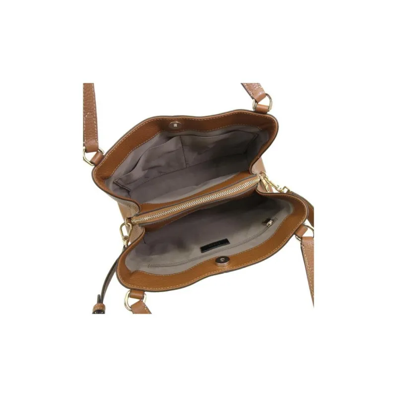Furla Dafne Leather Shoulder Bag Crossbody Bag Handbag Women's Cognac Brandy-2