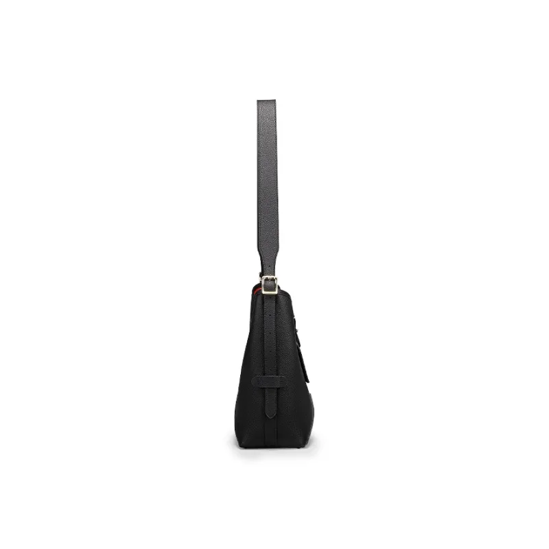 COOGI Cow Leather Crossbody Bag Shoulder Bag Large Size Women's Black/Gray-3