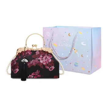 GOX Polyester Handbag Regular Women's Black/Red/Gold/Green