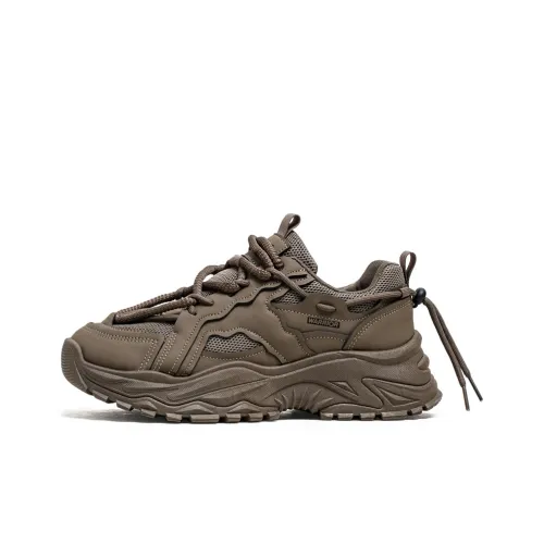 Warrior Anti Slip And Wear Resistant Lightweight Low Top Chunky Sneakers Men's Brown