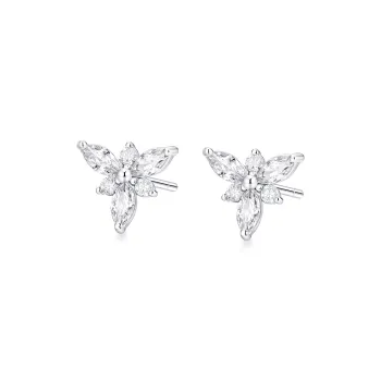 KADER Fleeing Princess Series 925 Sterling Silver Stud Earrings Women's Silver, Bestie Same Style Gift