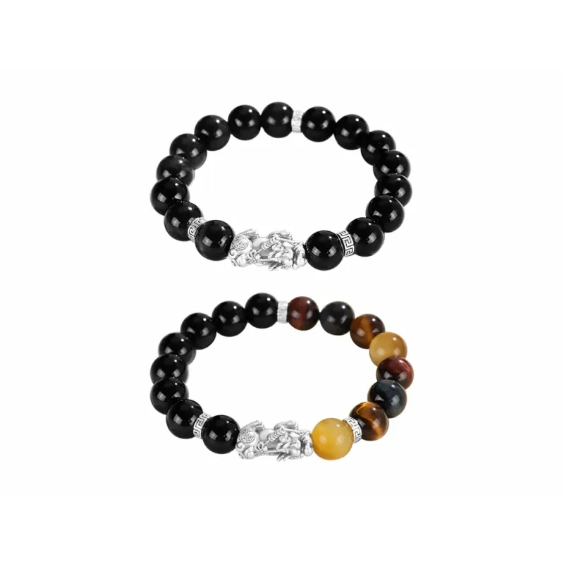 Muyan Agate Chinese Auspicious Animal Beaded Bracelet Unisex-4