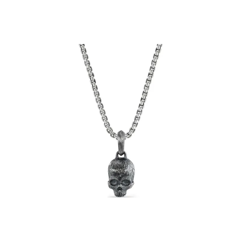 David Yurman Sterling Silver Memento Mori Skull Amulet 16mm-0