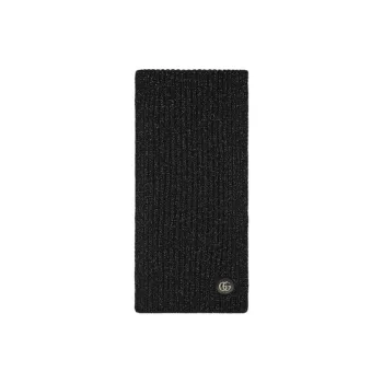 GUCCI Wool Leather Knit Scarves Unisex Black