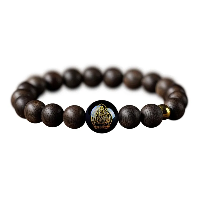 FANGYUANXIAOFU Fragrance Enhancer, Agarwood Single Wrap Beaded Bracelet, Double Loop Prayer Bead Bracelet Unisex-21