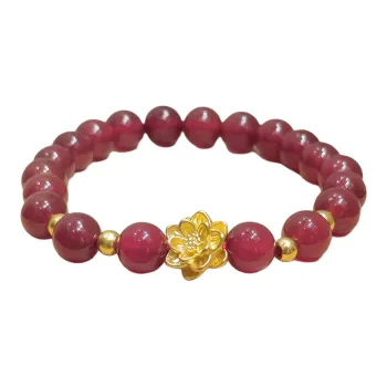 CHAORUNFUZHUBAO Lotus 5D Hard Gold Small Gold Bead #Good Luck Solid Gold Fixed Price Gold Bracelet Women's