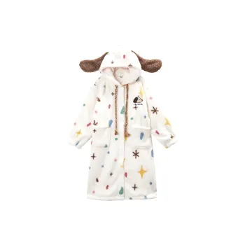 GUKOO Bath Robes Women's Cow Ivory