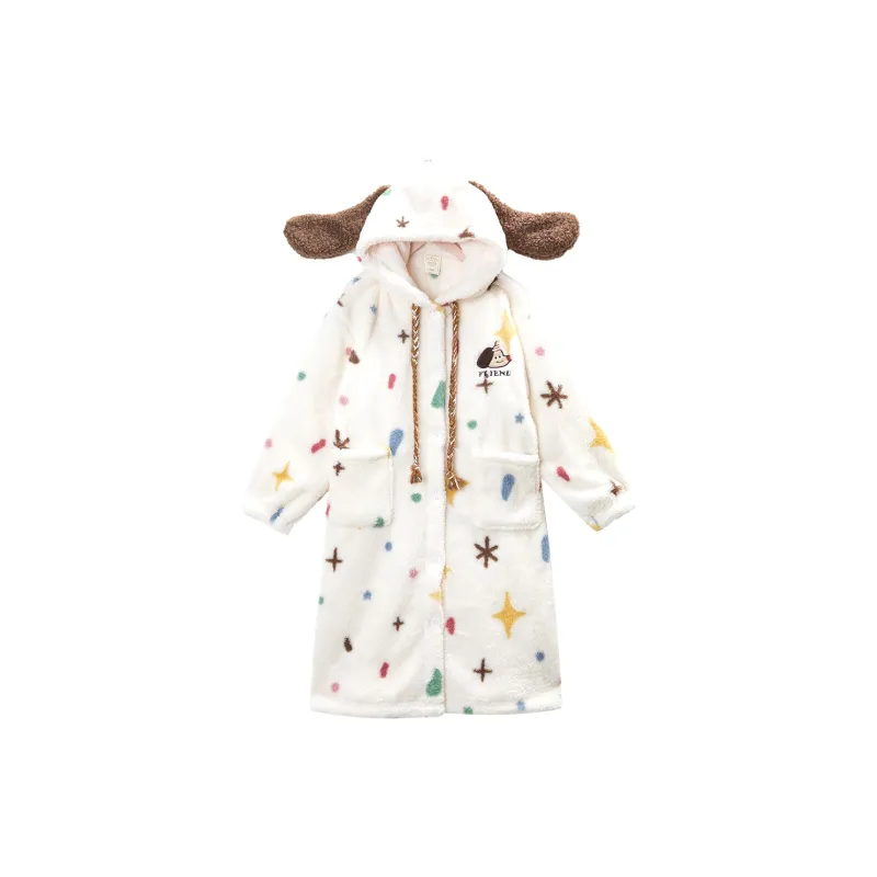 GUKOO Bath Robes Women's Cow Ivory-0