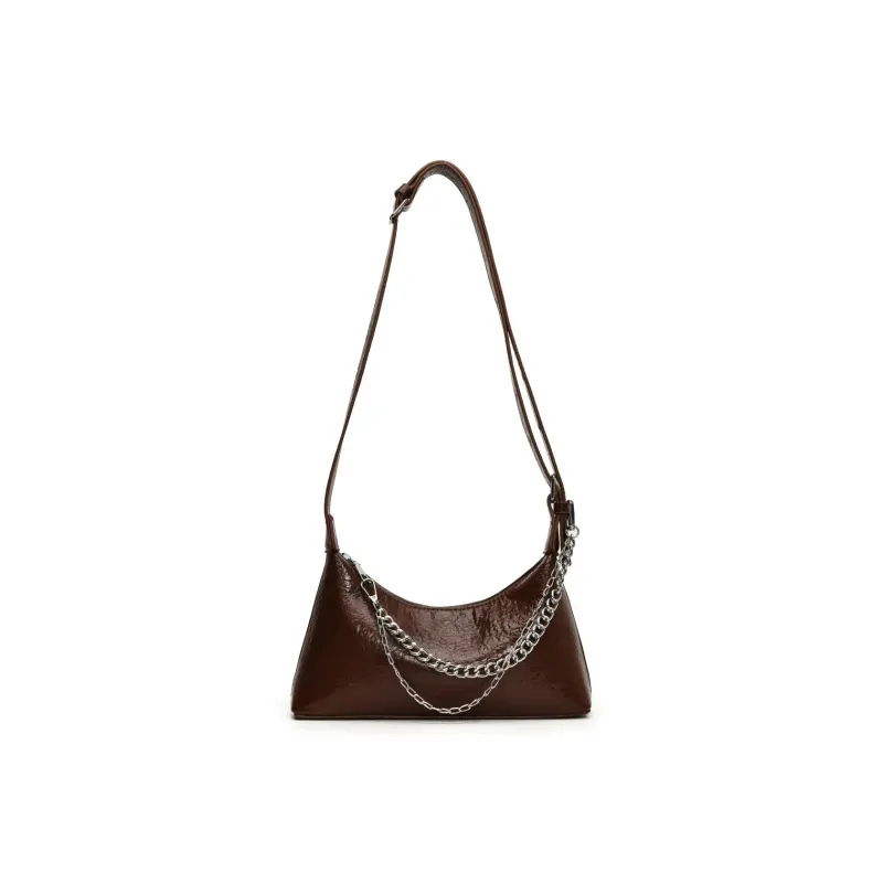 RKM PU Shoulder Bag Small Size Women's Black Coffee Brown-7
