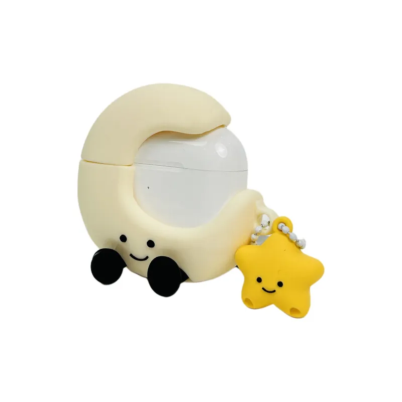 Sopi Compatibility With Apple AirPods 4/2/3/AirPods Pro/Pro 2 Silicone Moon Stars Pendant Headphone Cases-2