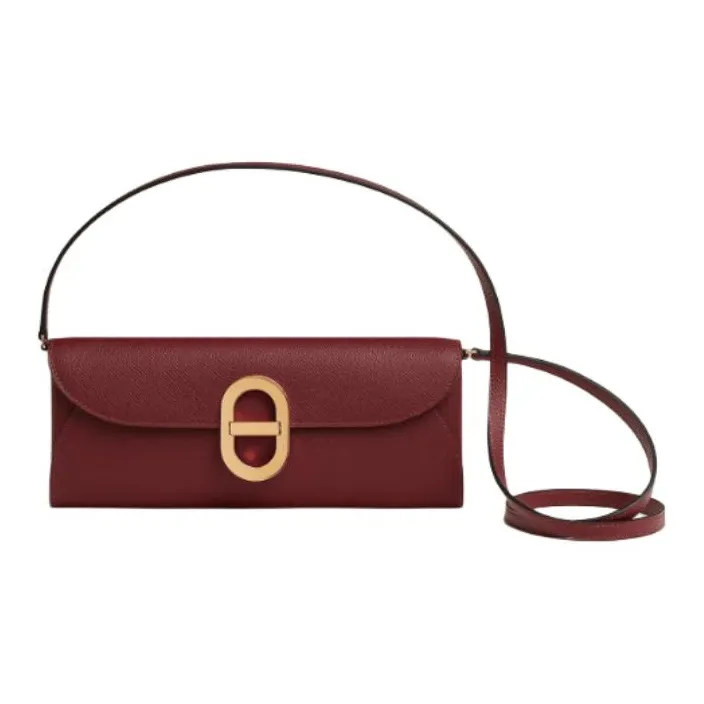 HERMES Chaine D'Ancre To Go Epsom Leather Pig Nose Bag Wallet Women's 55 Rouge Hermes Red-0