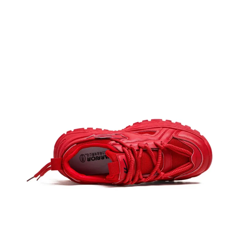 Warrior Coverage Abrasion Resistant Lightweight Breathable Slip Resistant Low Top Chunky Sneakers Men's Red-3