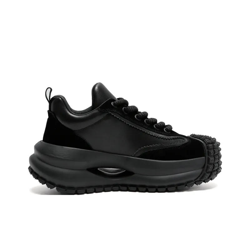 Kemaron Wear Resistant Slip Resistant Low Top Chunky Sneakers Men's Black-1