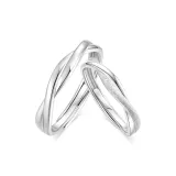999 Fine Silver, Mobius Loop Intertwined Couple Rings