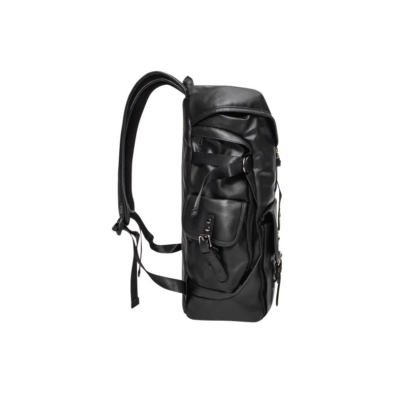 KONADCT Oxford/PU 17 Inch Backpack Large Size Unisex Black/Monogram-16