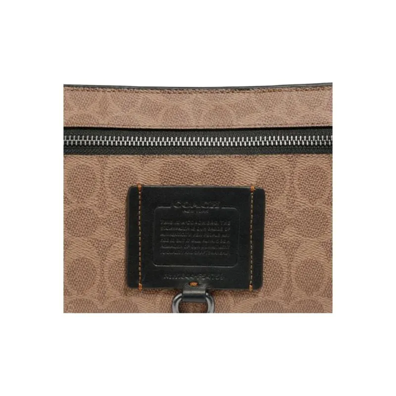 COACH Rivington Canvas With Leather One Shoulder Crossbody Clutches Men's Khaki Monogram-2